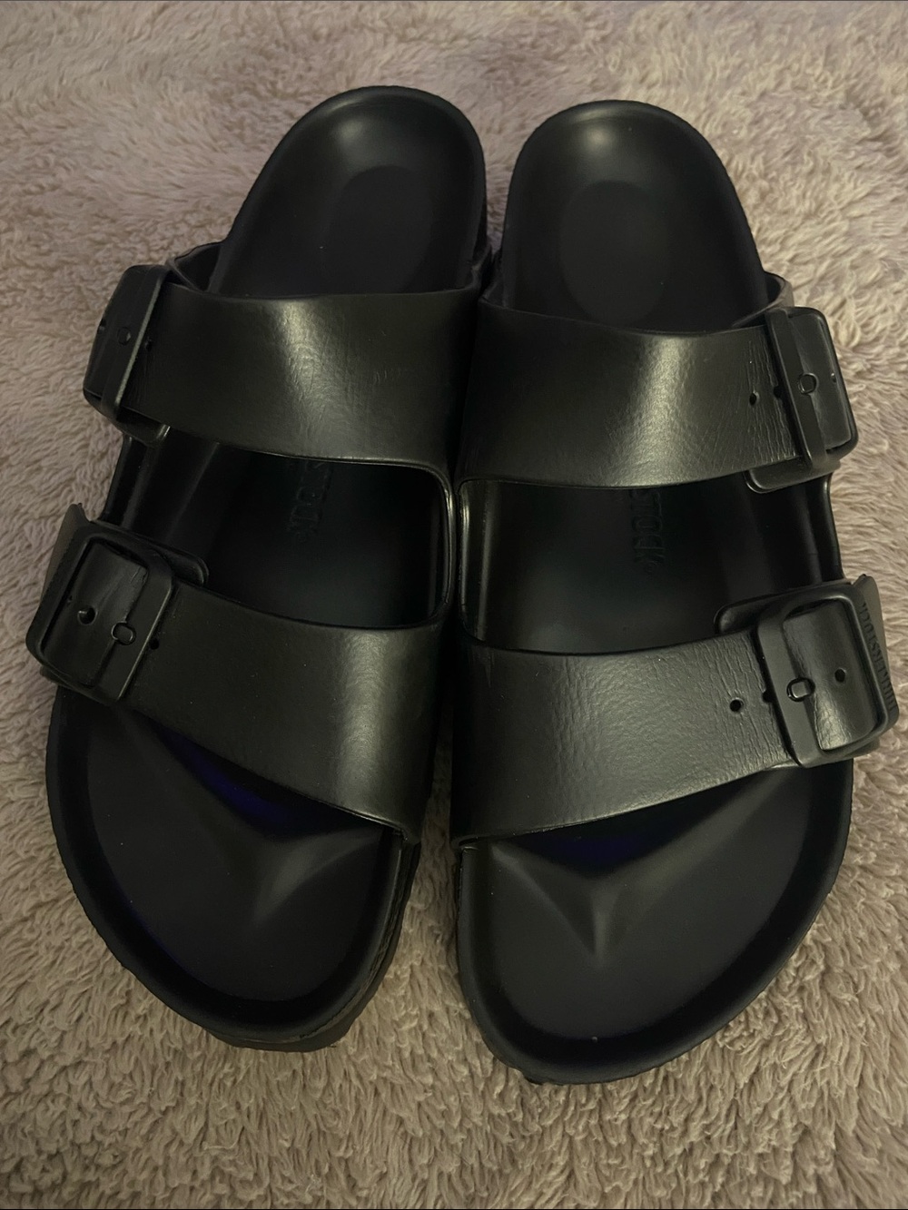 Birkenstock Black Slip-On Sandals with Embossed Logo - Picture 3 of 6
